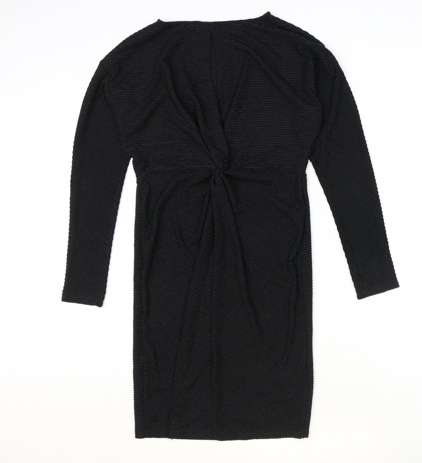 NEXT Womens Black Striped Polyester Shift Size 10 Boat Neck Pullover