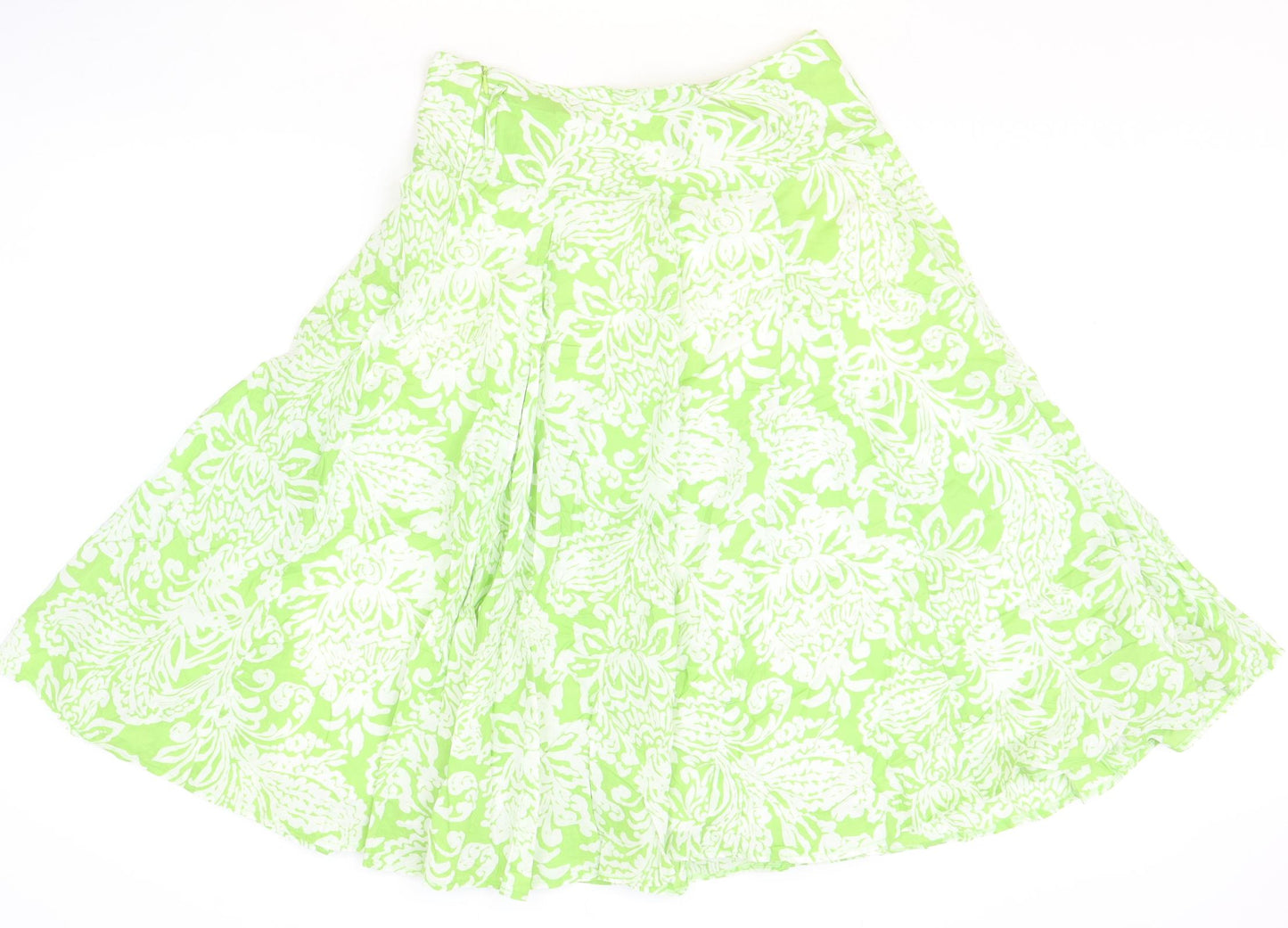 Soon Womens Green Geometric Cotton A-Line Skirt Size 12 Zip
