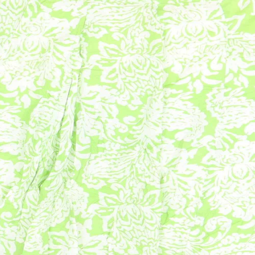 Soon Womens Green Geometric Cotton A-Line Skirt Size 12 Zip