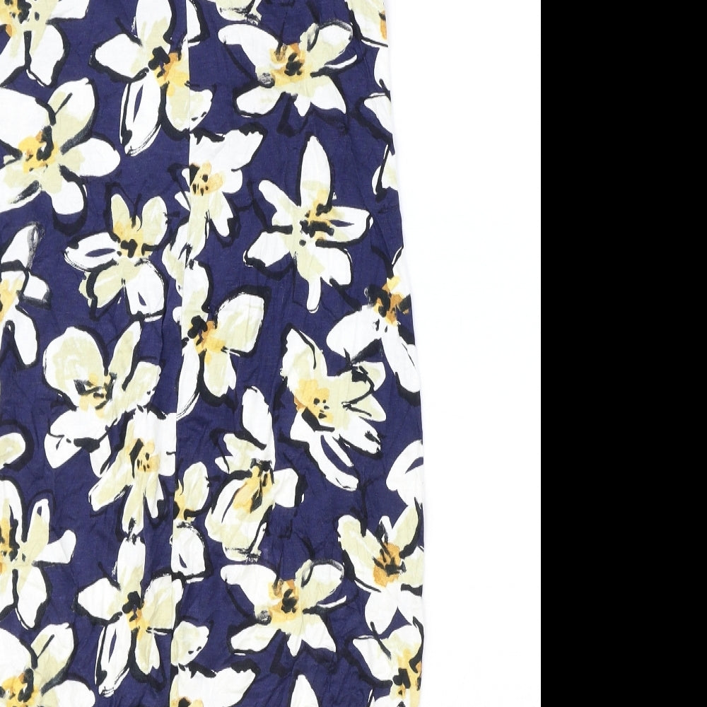 Roman Womens Blue Floral Viscose Pencil Dress Size 14 Boat Neck Pullover