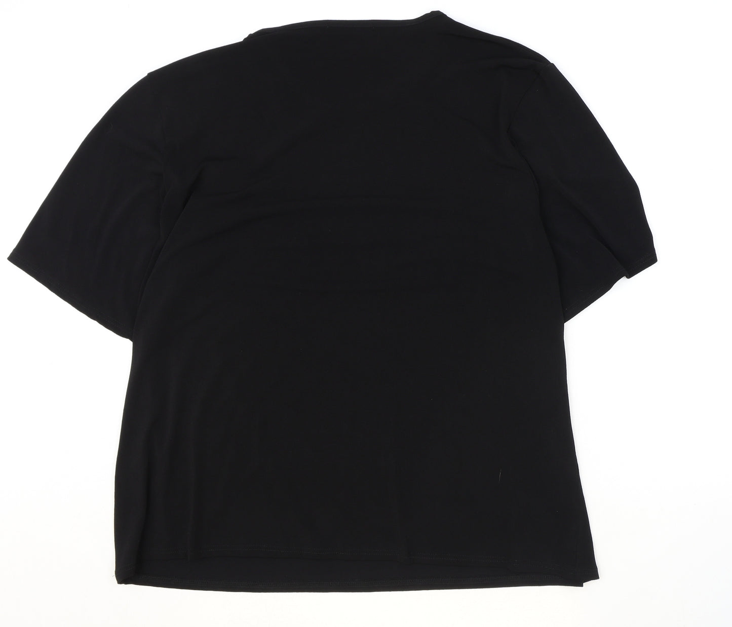 Envy Womens Black Polyester Basic T-Shirt Size 26 Round Neck