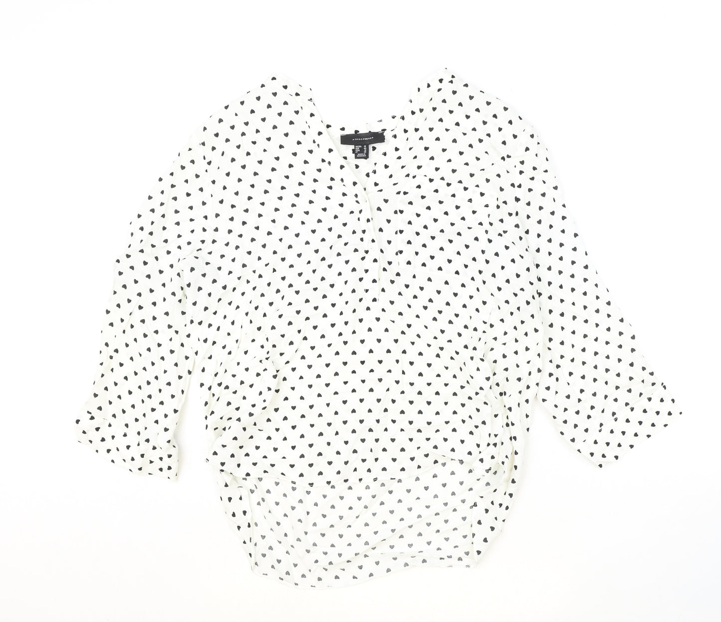 Atmosphere Womens Ivory Geometric Viscose Basic Blouse Size 16 V-Neck - Heart Pattern