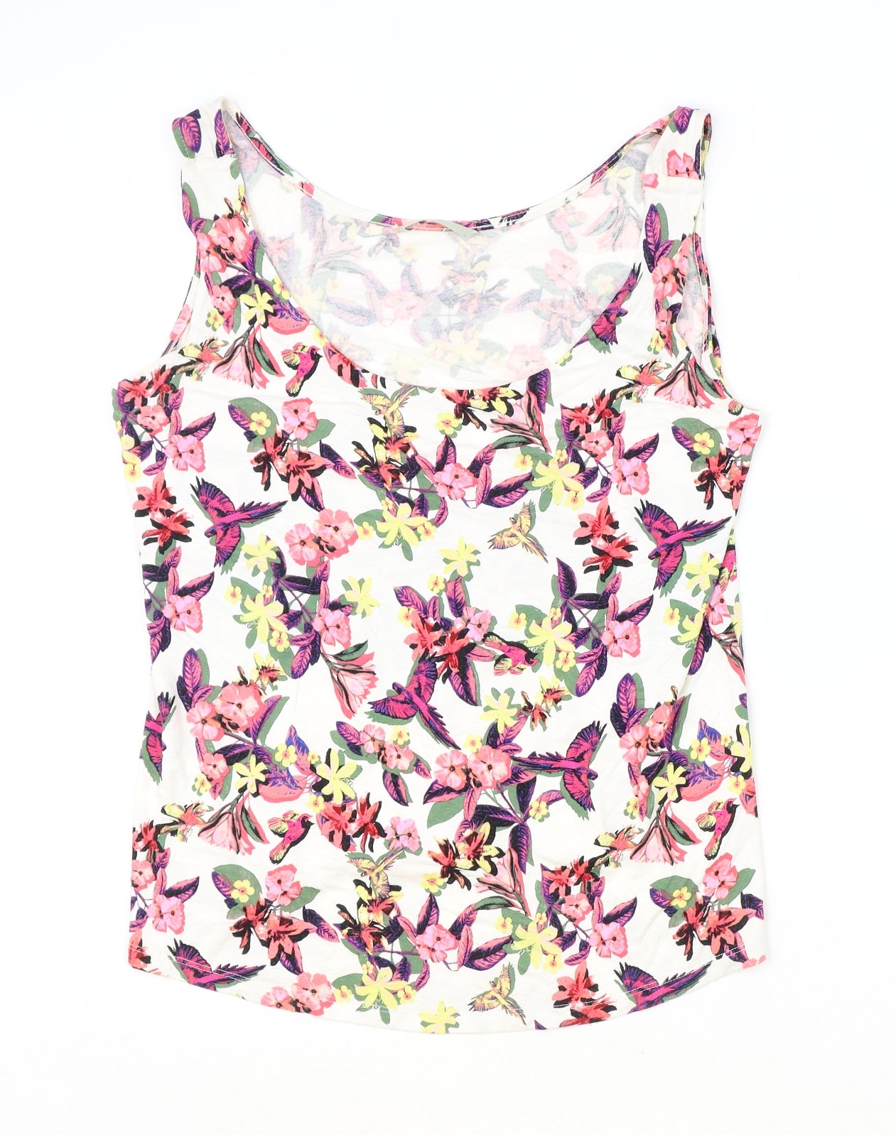 George Womens Ivory Geometric Viscose Basic Tank Size 16 Scoop Neck - Leaf Print