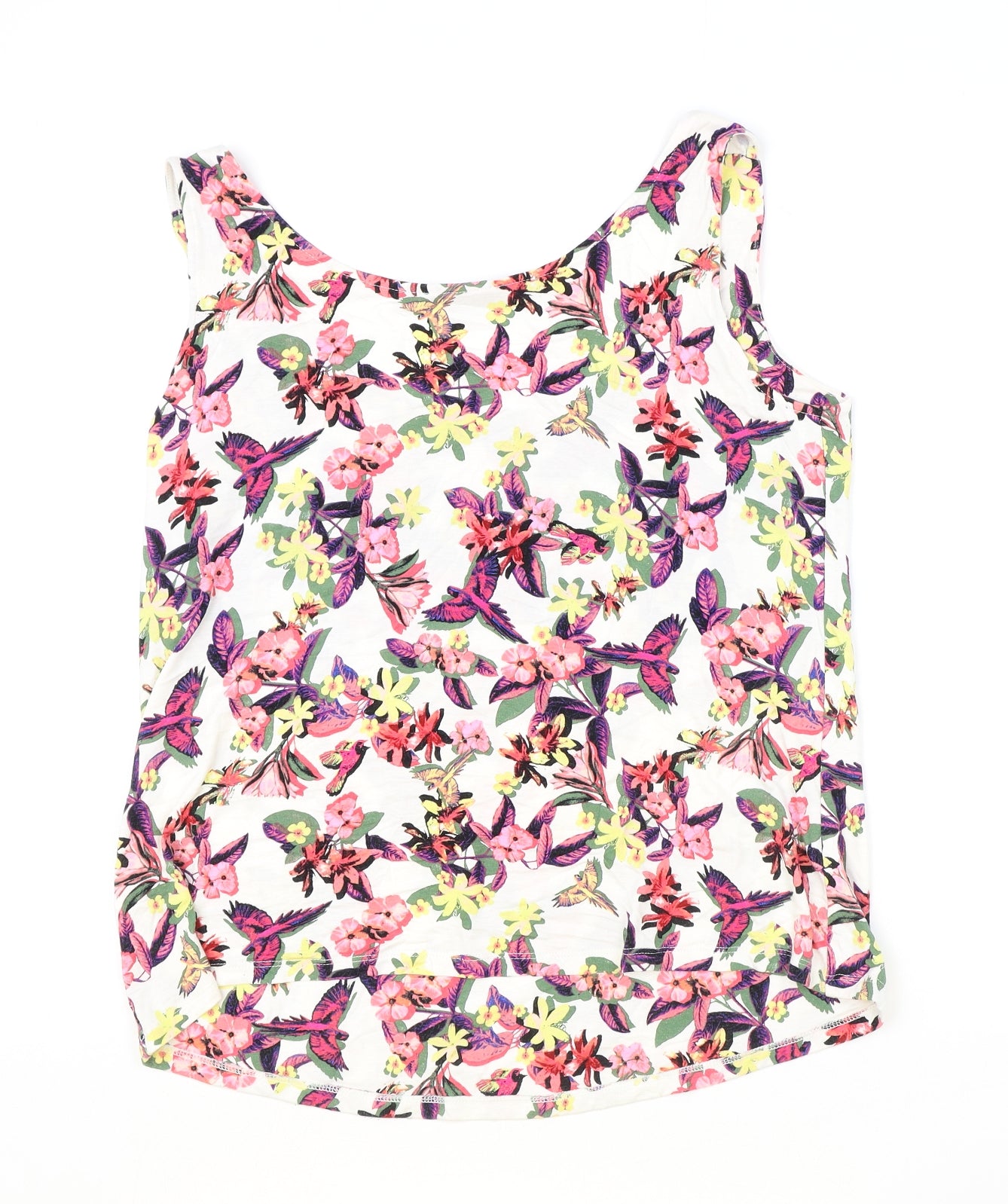 George Womens Ivory Geometric Viscose Basic Tank Size 16 Scoop Neck - Leaf Print