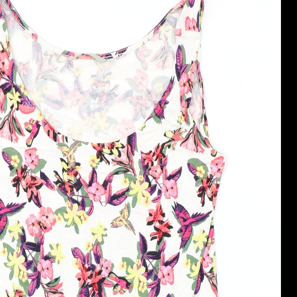 George Womens Ivory Geometric Viscose Basic Tank Size 16 Scoop Neck - Leaf Print