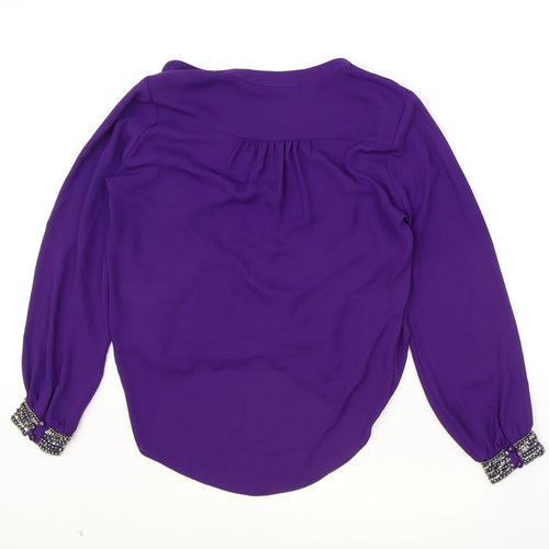 Wallis Womens Purple Polyester Basic Blouse Size 10 Round Neck
