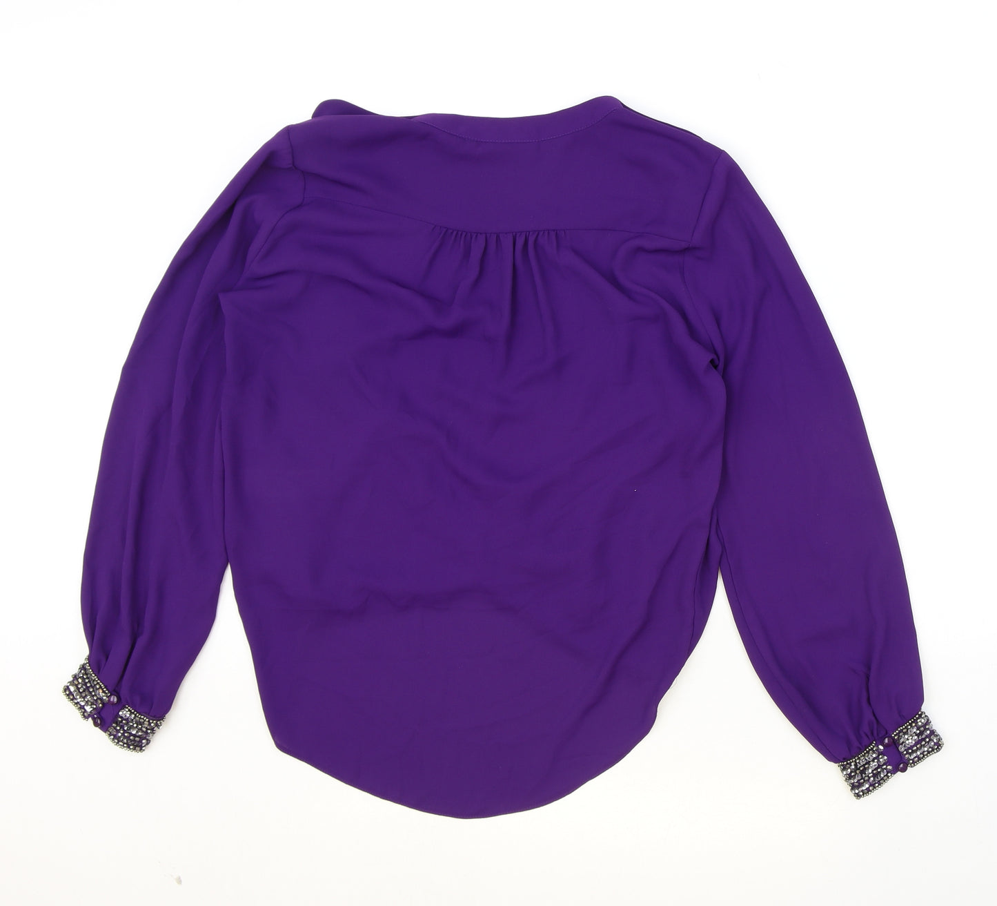 Wallis Womens Purple Polyester Basic Blouse Size 10 Round Neck