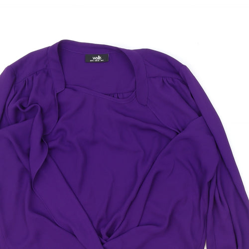 Wallis Womens Purple Polyester Basic Blouse Size 10 Round Neck