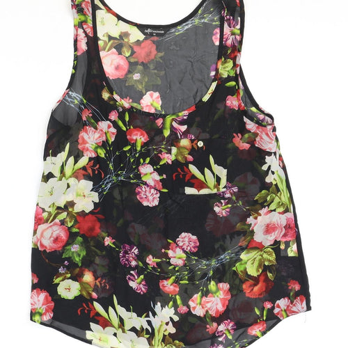 Internacionale Womens Beige Floral Polyester Basic Tank Size 10 Scoop Neck