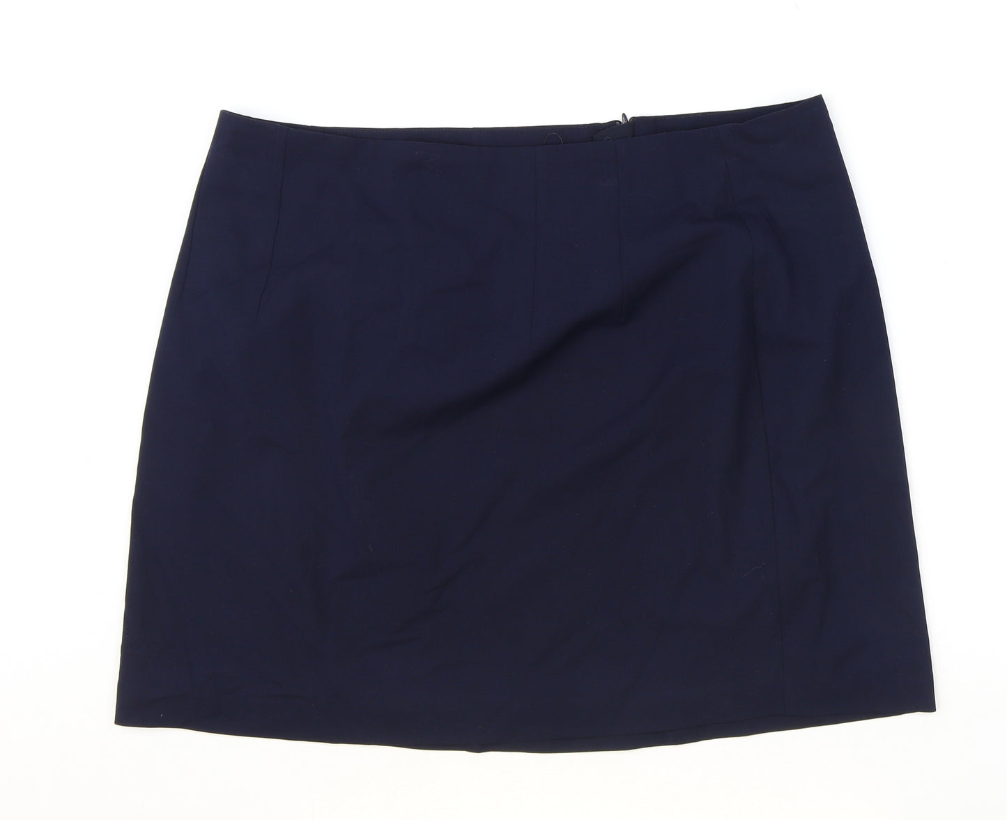 Marks and Spencer Womens Blue Polyester Mini Skirt Size 20 Zip