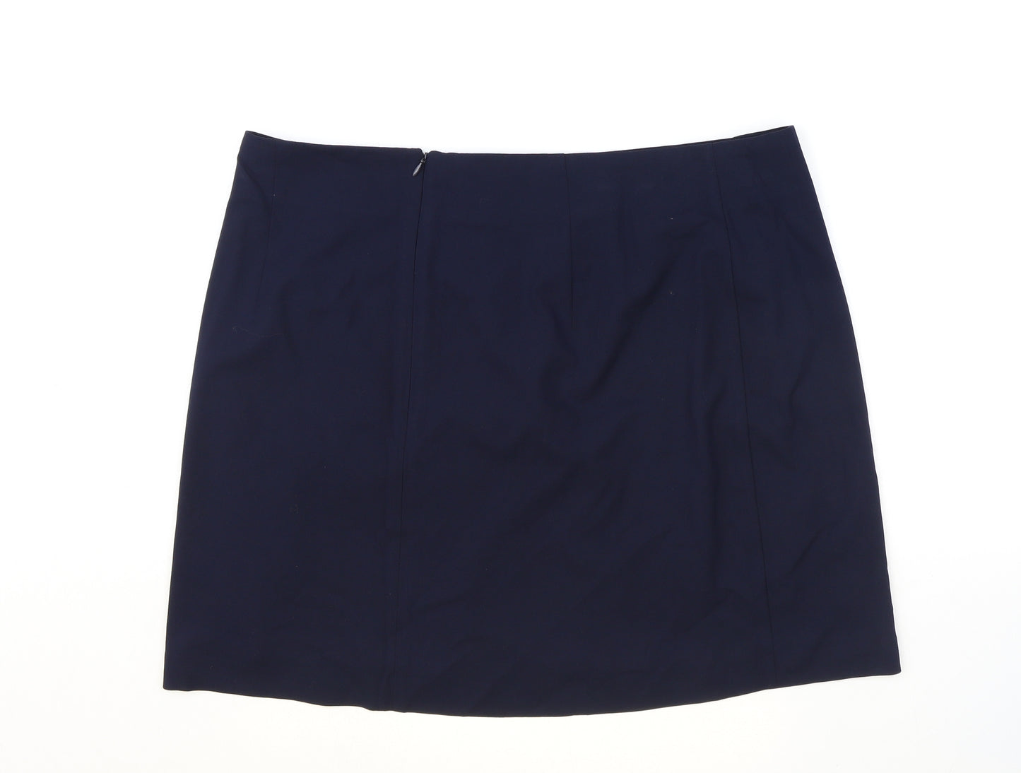 Marks and Spencer Womens Blue Polyester Mini Skirt Size 20 Zip
