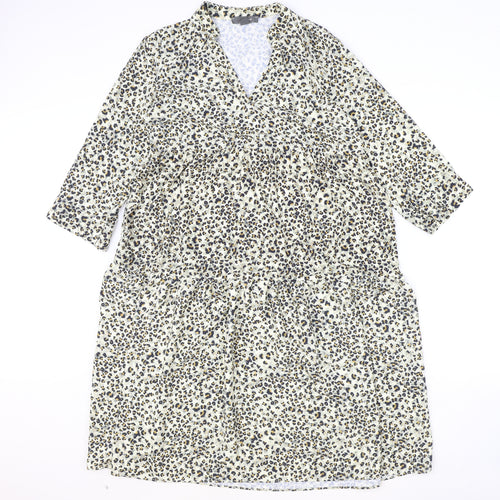 Primark Womens Brown Animal Print Polyester A-Line Size 10 V-Neck Pullover - Leopard Pattern