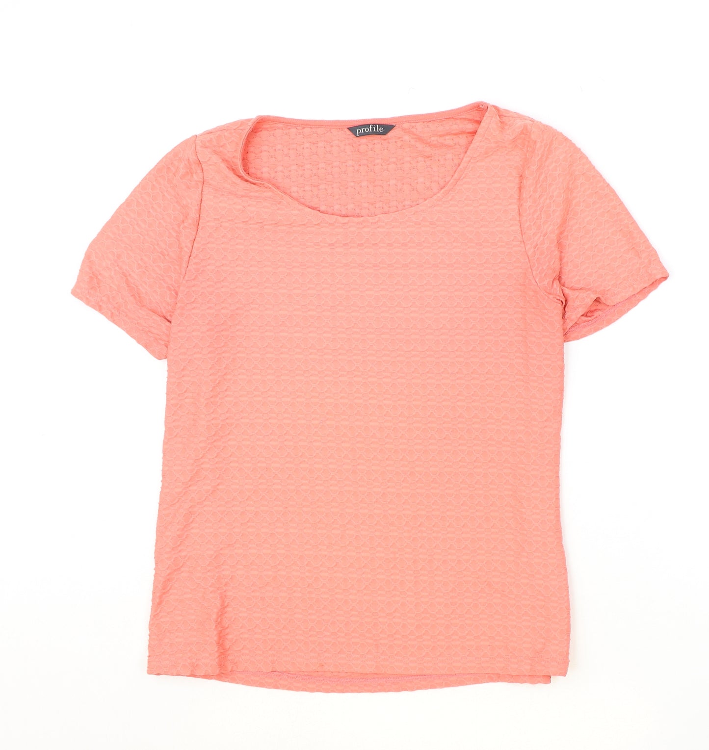 Profile Womens Pink Geometric Polyester Basic T-Shirt Size 14 Round Neck