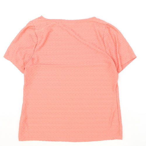 Profile Womens Pink Geometric Polyester Basic T-Shirt Size 14 Round Neck