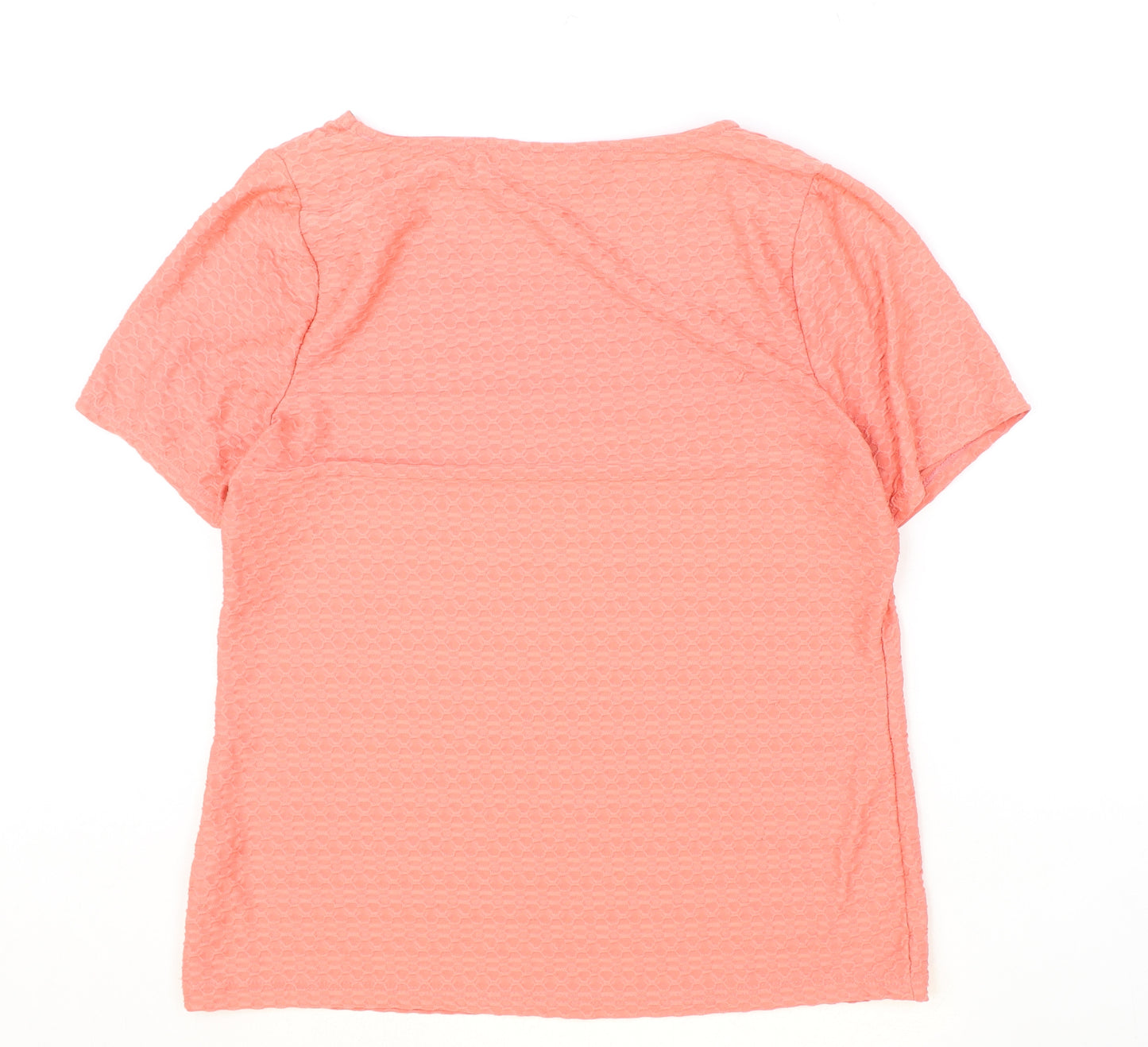 Profile Womens Pink Geometric Polyester Basic T-Shirt Size 14 Round Neck
