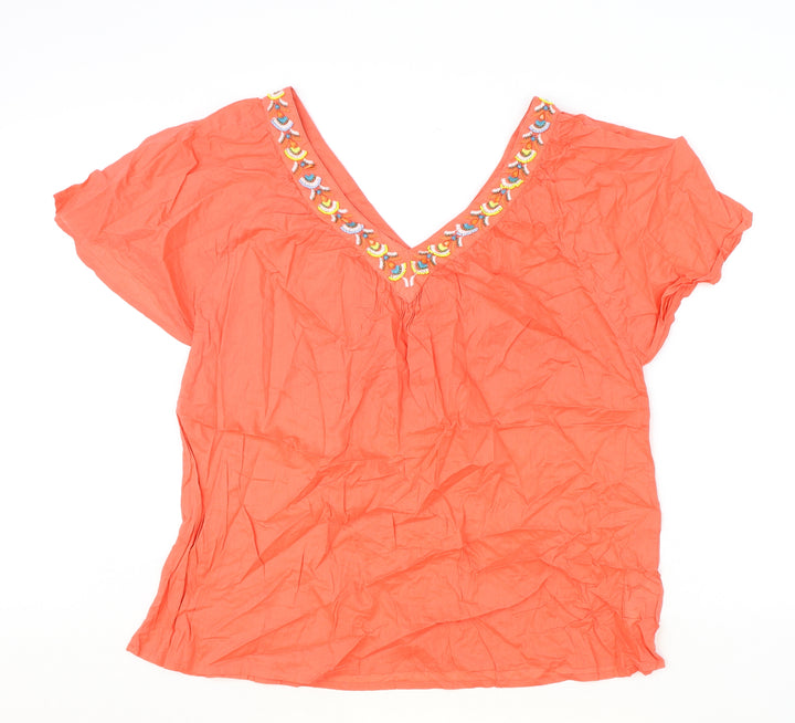 Monsoon Womens Pink 100% Cotton Basic Blouse Size S V-Neck