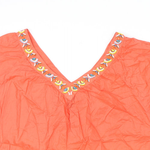 Monsoon Womens Pink 100% Cotton Basic Blouse Size S V-Neck