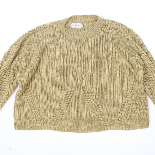 Only Womens Brown Round Neck Acrylic Pullover Jumper Size L