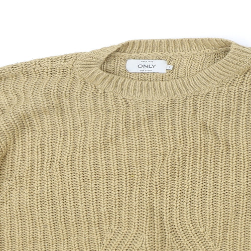 Only Womens Brown Round Neck Acrylic Pullover Jumper Size L