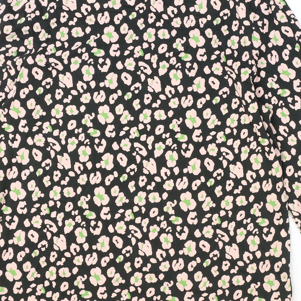 Marks and Spencer Womens Multicoloured Animal Print Cotton Basic T-Shirt Size 12 Round Neck - Leopard Pattern