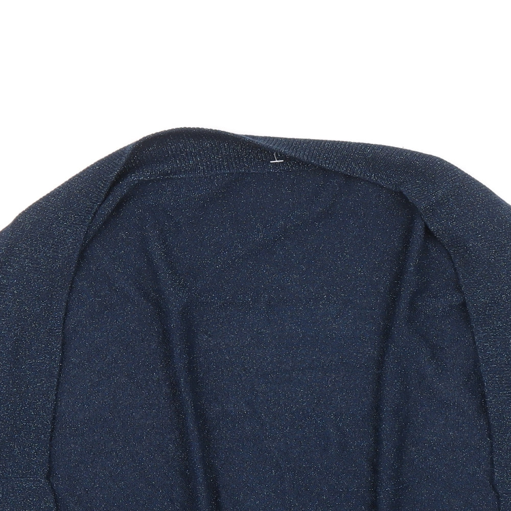 Marks and Spencer Womens Blue V-Neck Viscose Shrug Jumper One Size