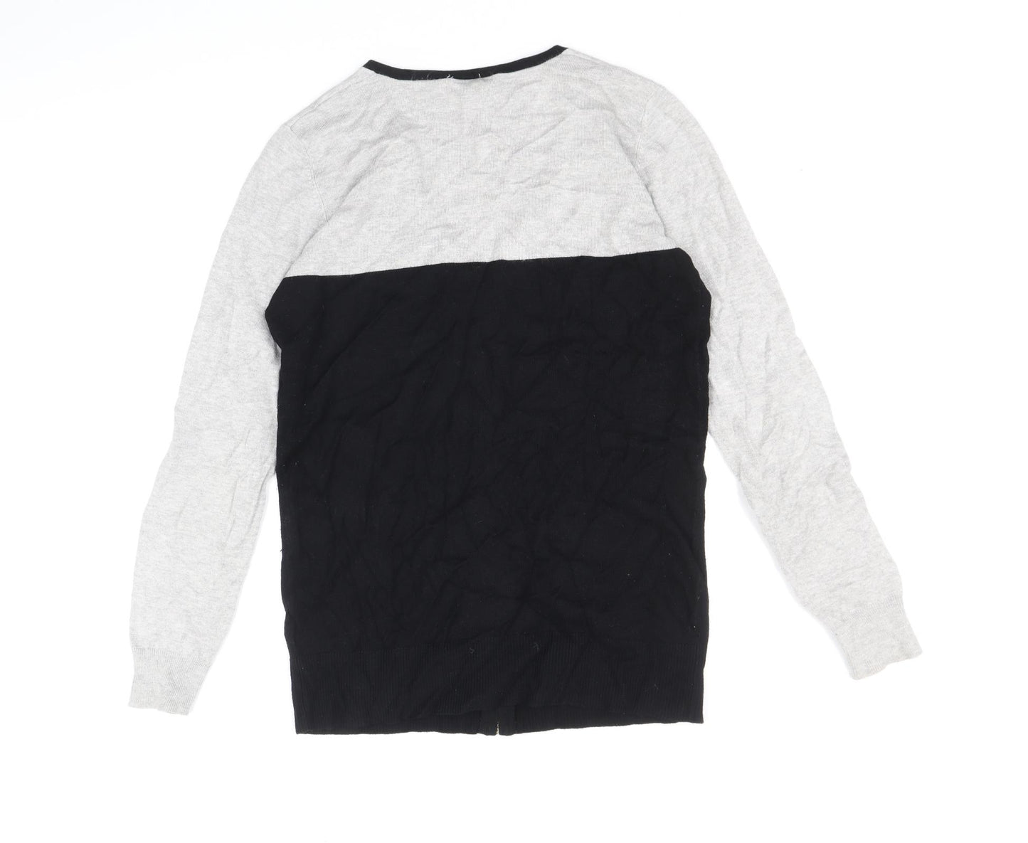 Papaya Womens Black V-Neck Viscose Full Zip Jumper Size 12