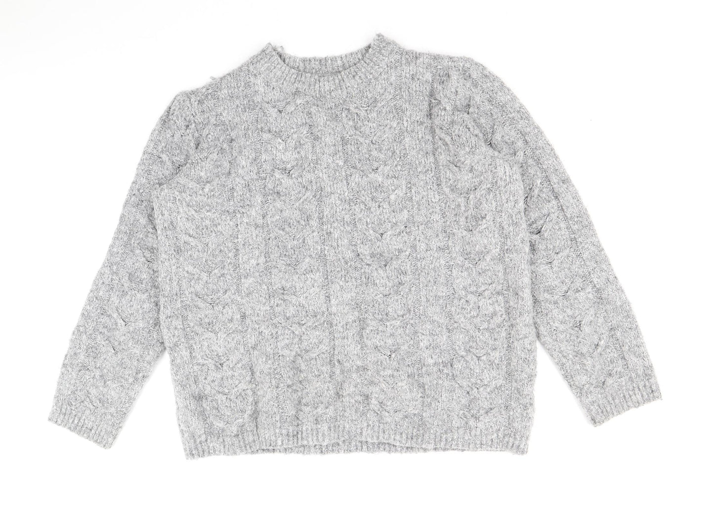 TU Womens Grey Round Neck Polyester Pullover Jumper Size 10