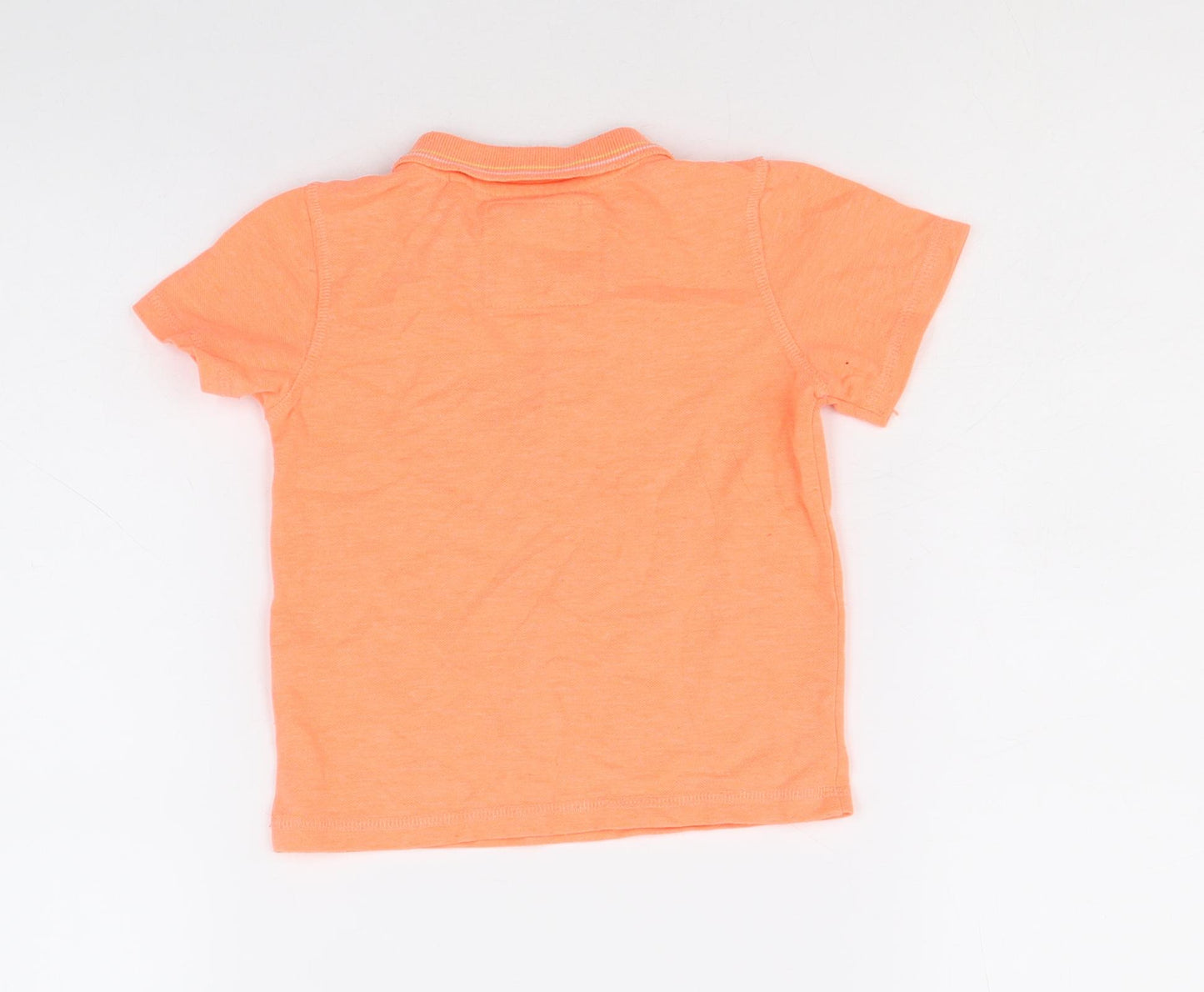 TU Boys Orange Polyester Basic Polo Size 18-24 Months Collared Button - Car