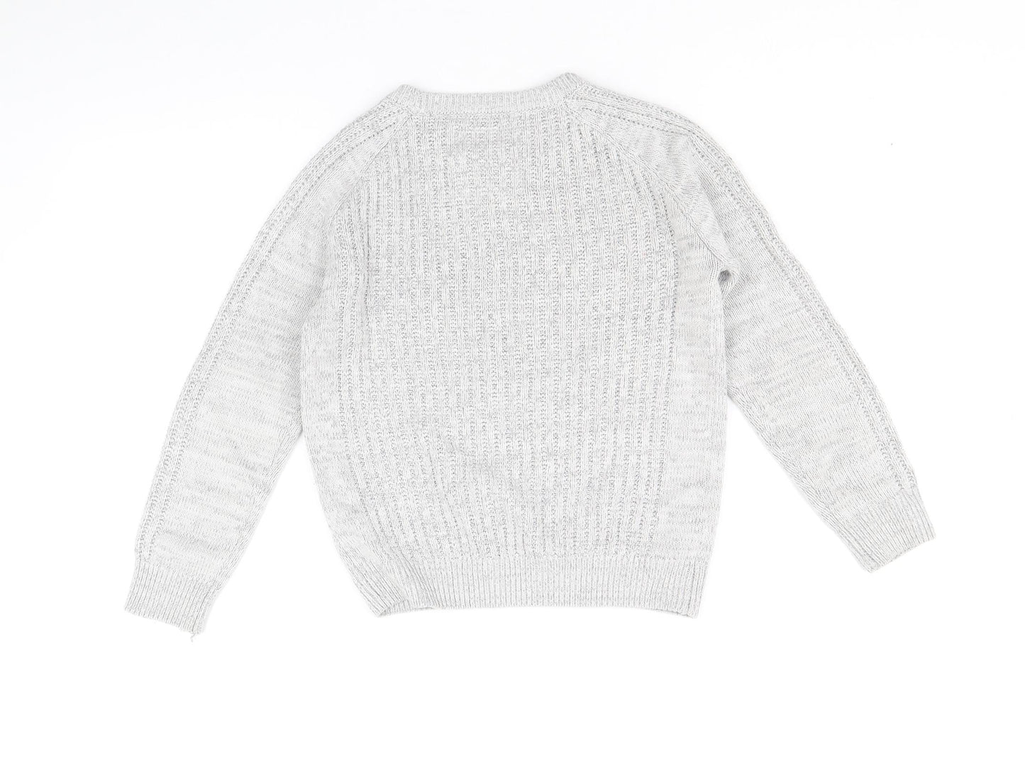 Matalan Boys Grey Round Neck Acrylic Pullover Jumper Size 8 Years Pullover