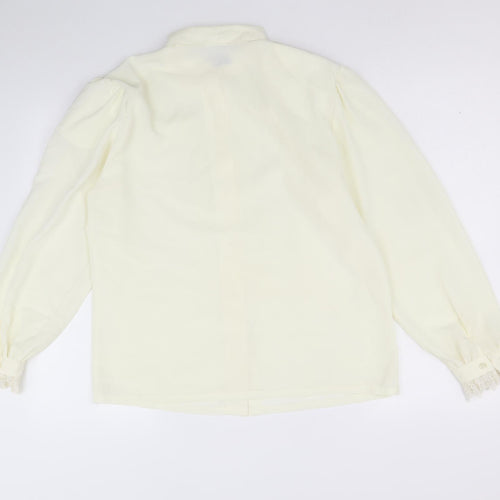 Koret Womens Ivory Polyester Basic Button-Up Size 8 Collared