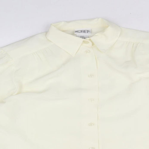 Koret Womens Ivory Polyester Basic Button-Up Size 8 Collared