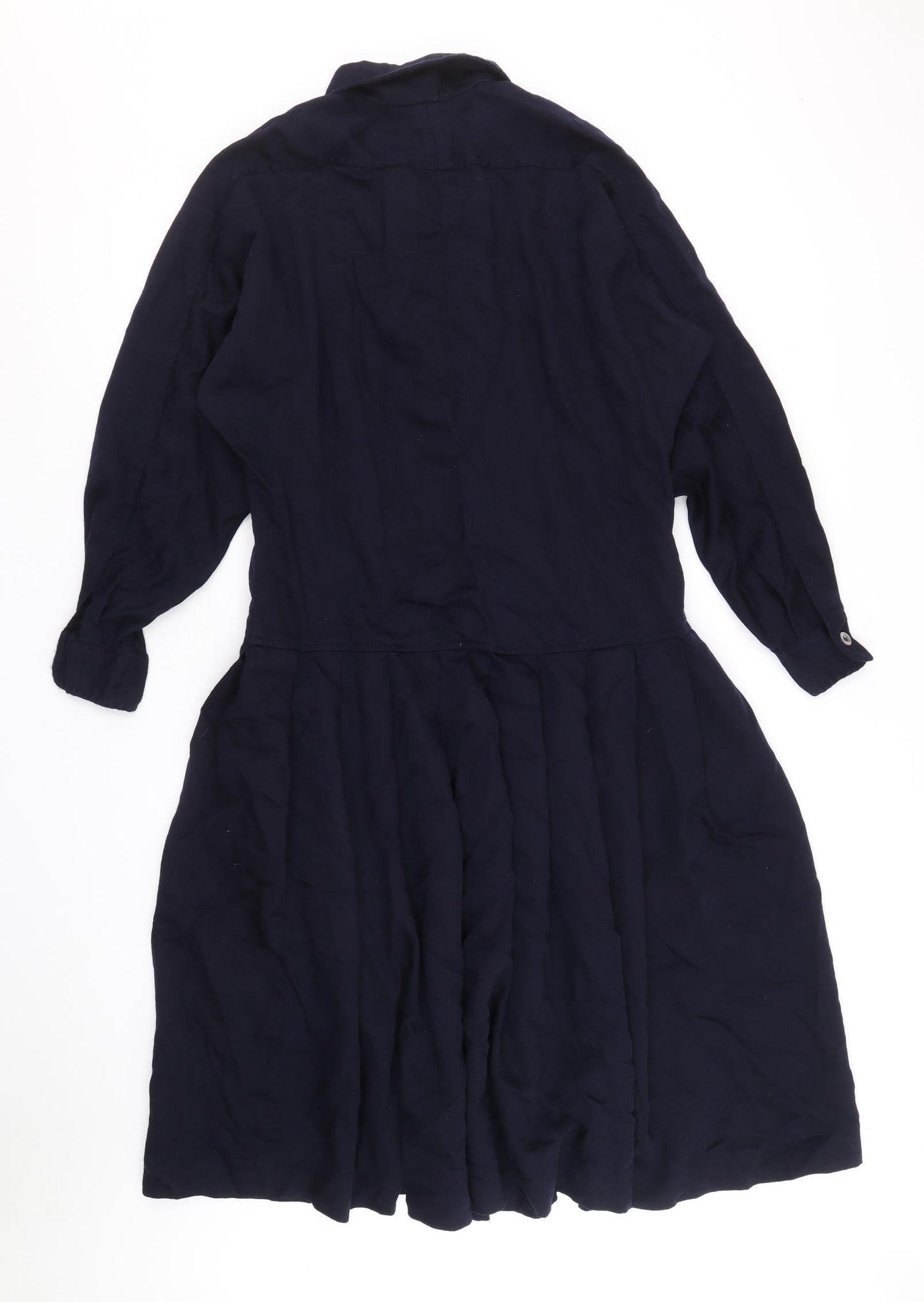 Jaeger Womens Blue Wool Shirt Dress Size 14 Collared Button