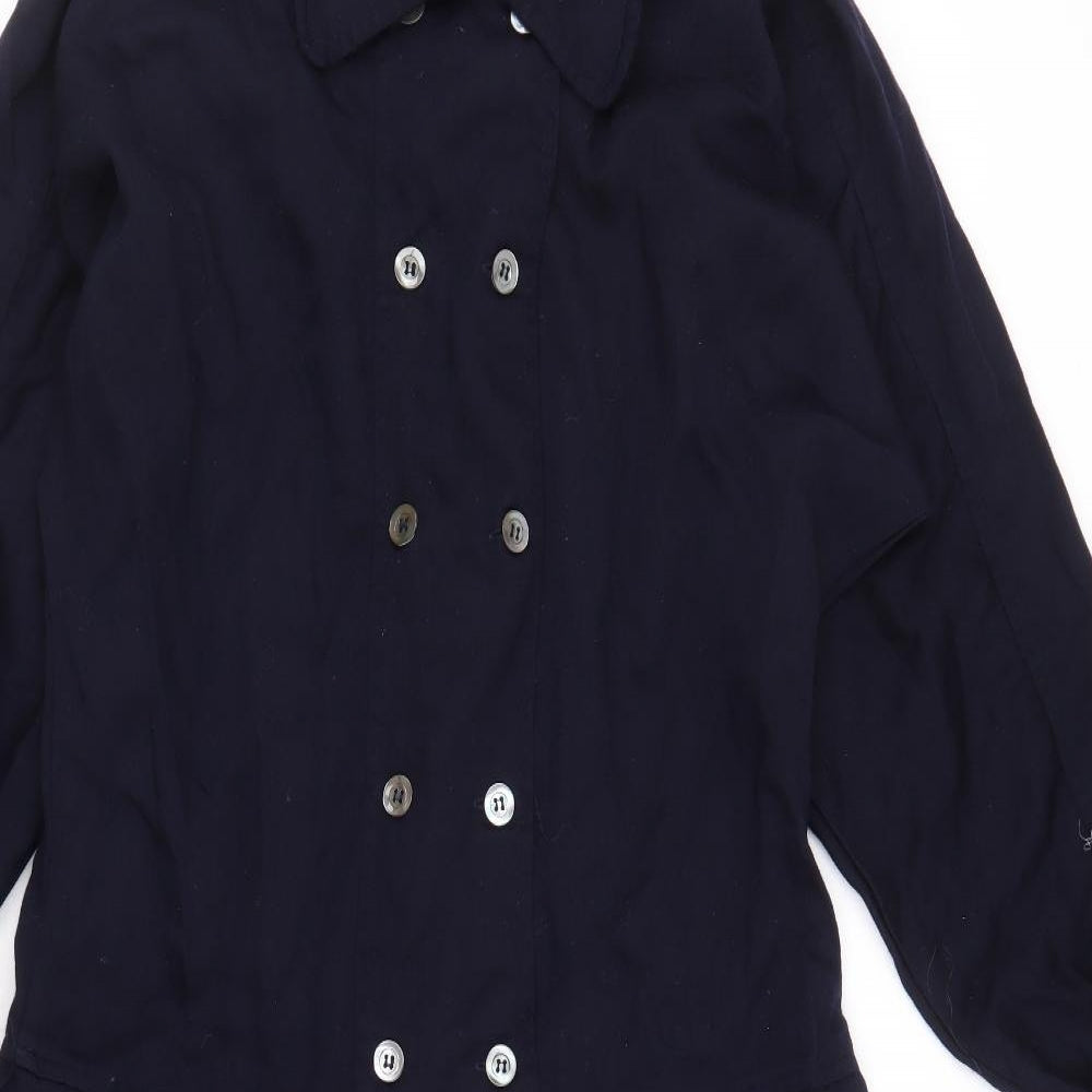 Jaeger Womens Blue Wool Shirt Dress Size 14 Collared Button