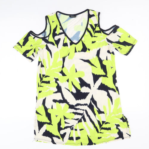 Roman Womens Multicoloured Geometric Viscose Basic T-Shirt Size 10 V-Neck