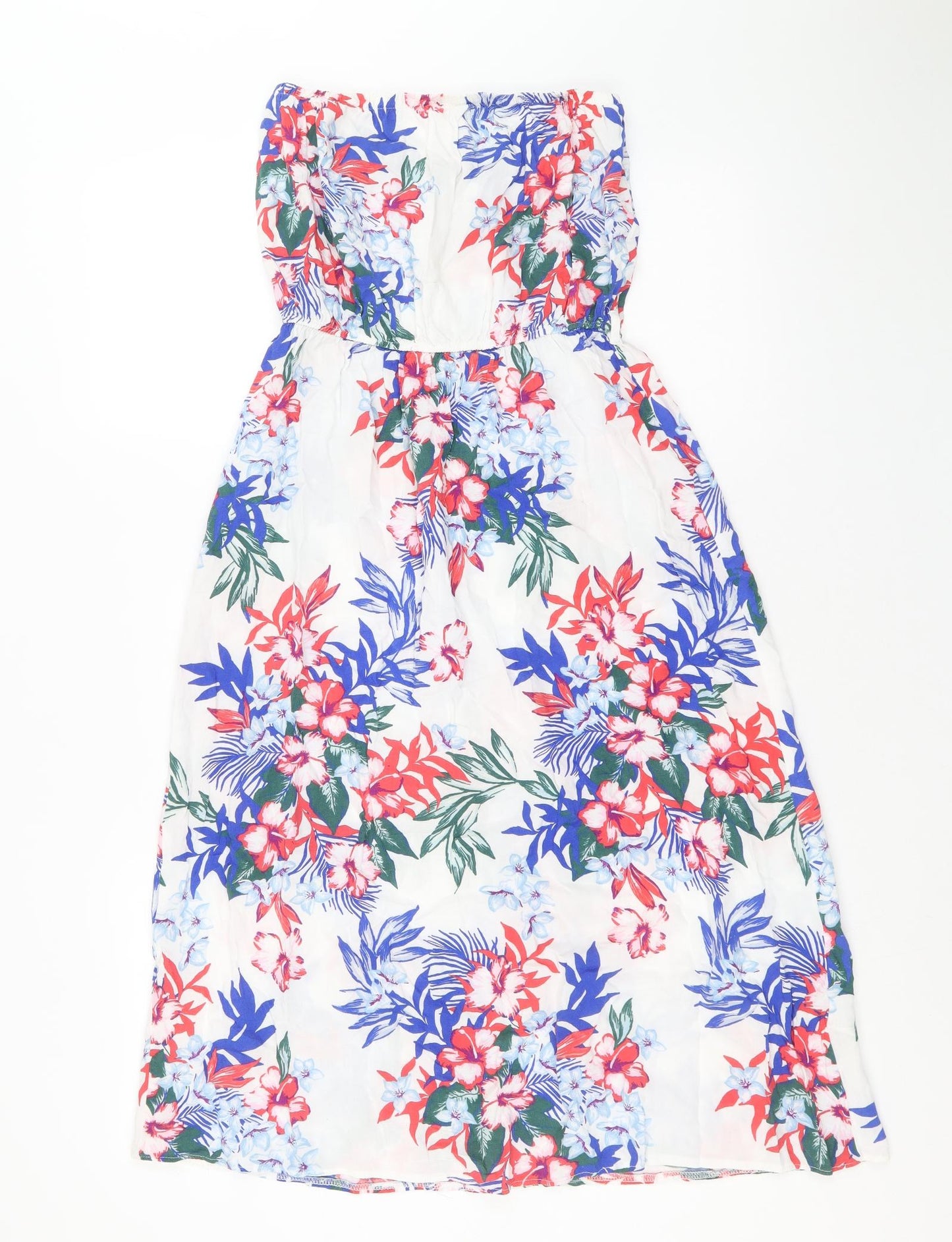New Look Womens Multicoloured Floral Viscose Tank Dress Size 10 Off the Shoulder Pullover