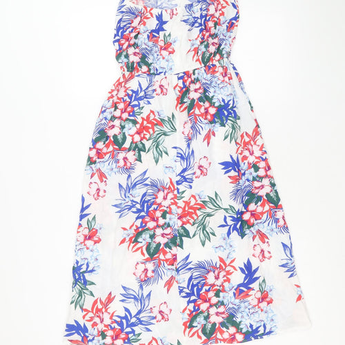 New Look Womens Multicoloured Floral Viscose Tank Dress Size 10 Off the Shoulder Pullover