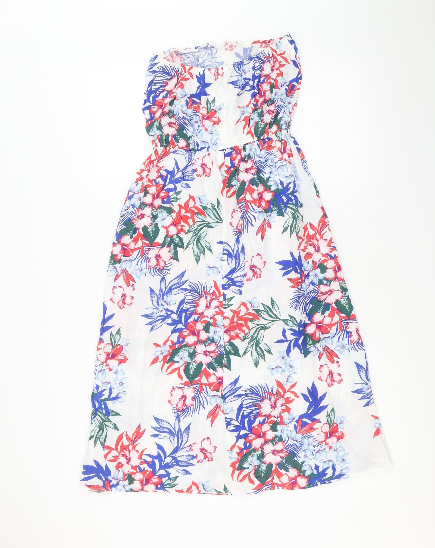 New Look Womens Multicoloured Floral Viscose Tank Dress Size 10 Off the Shoulder Pullover