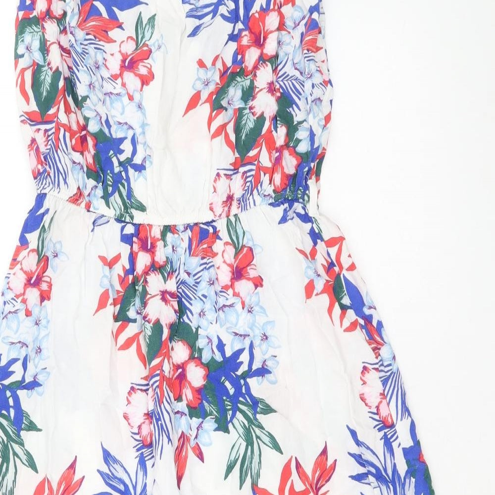 New Look Womens Multicoloured Floral Viscose Tank Dress Size 10 Off the Shoulder Pullover