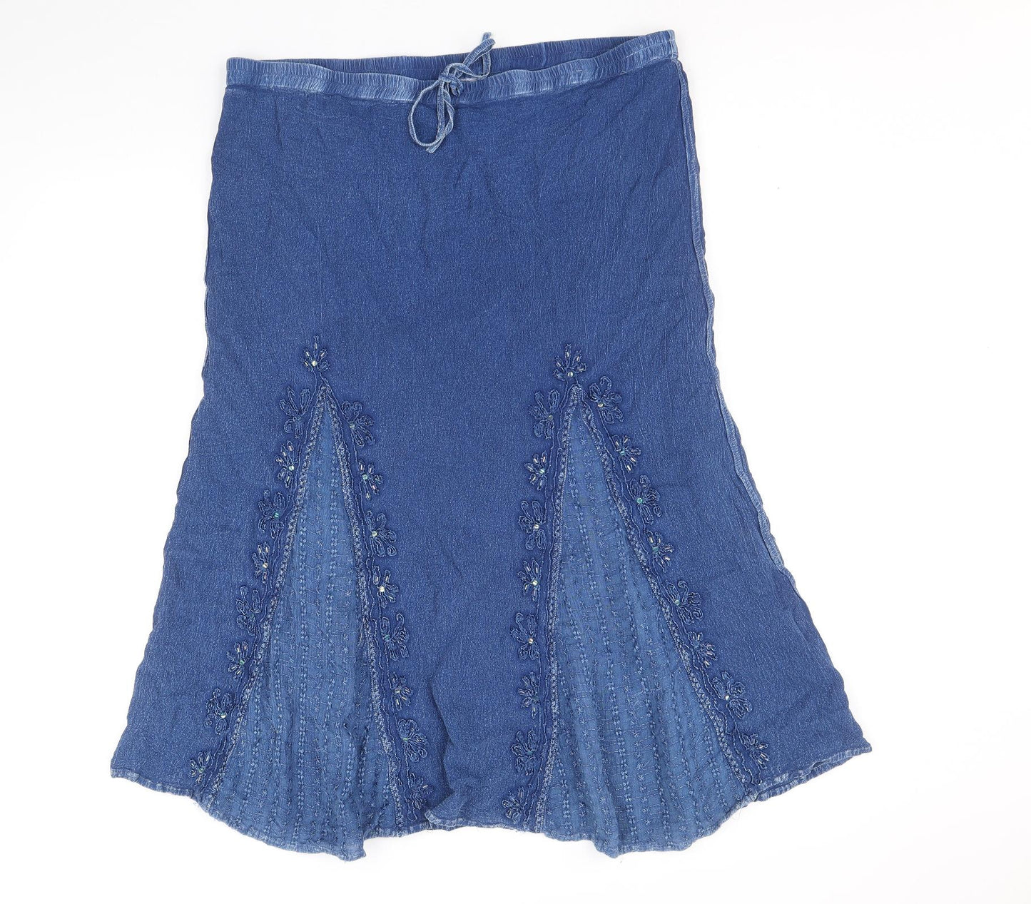 Preworn Womens Blue Floral Viscose Swing Skirt Size 20