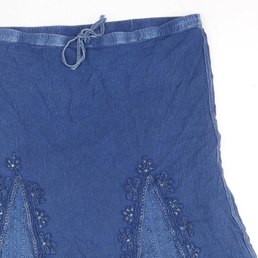 Preworn Womens Blue Floral Viscose Swing Skirt Size 20