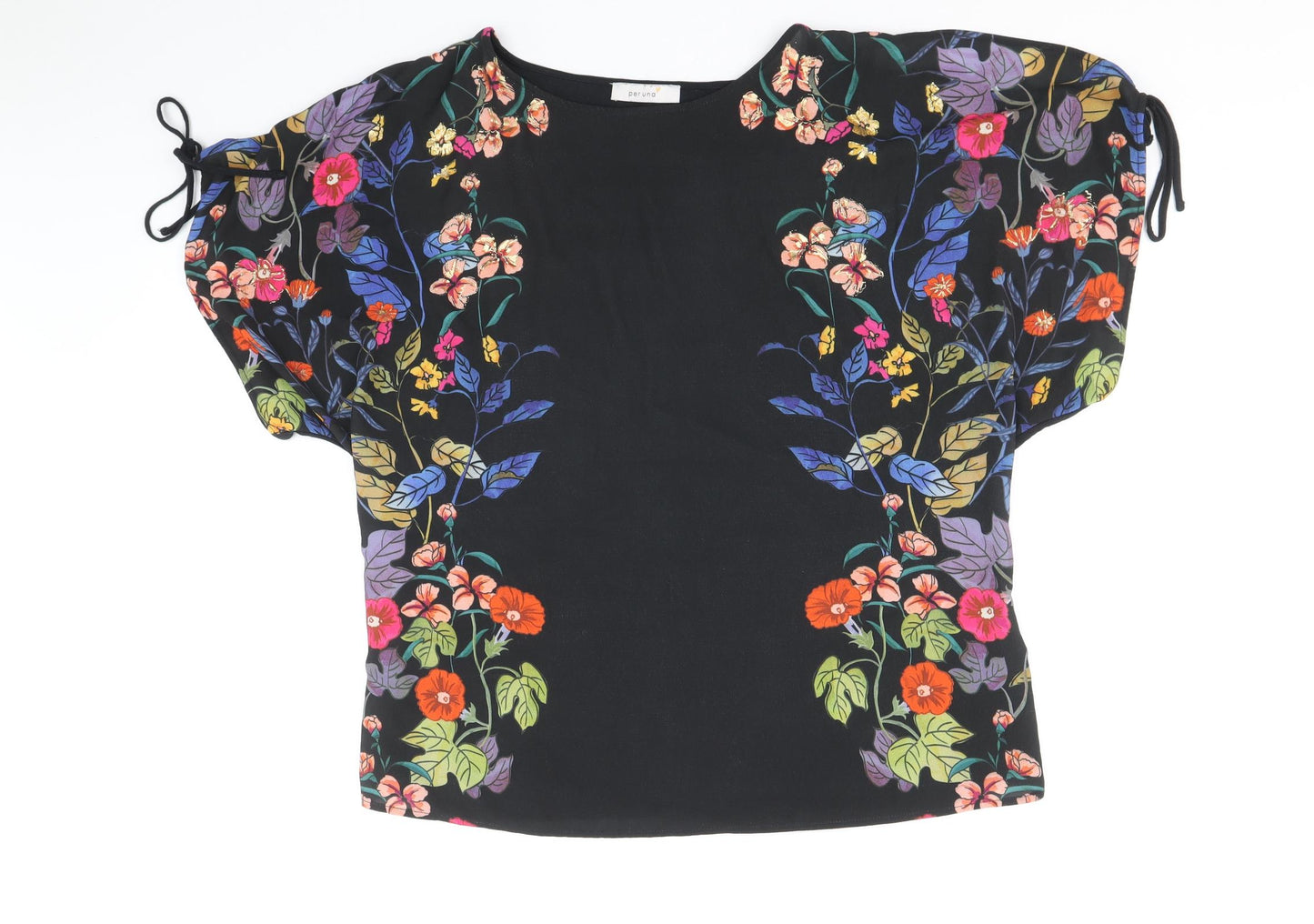 Per Una Womens Black Polyester Basic Blouse Size 14 Round Neck