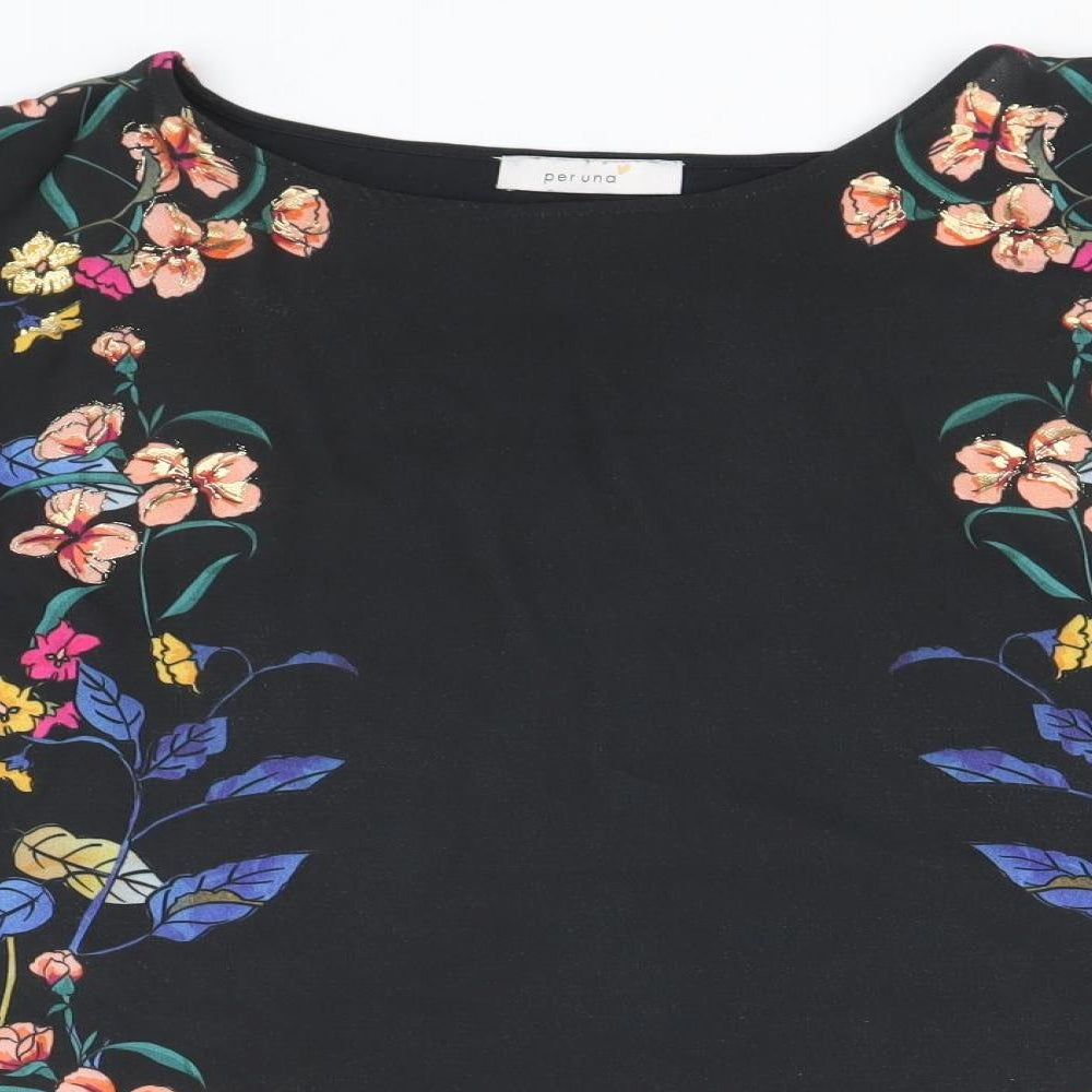 Per Una Womens Black Polyester Basic Blouse Size 14 Round Neck