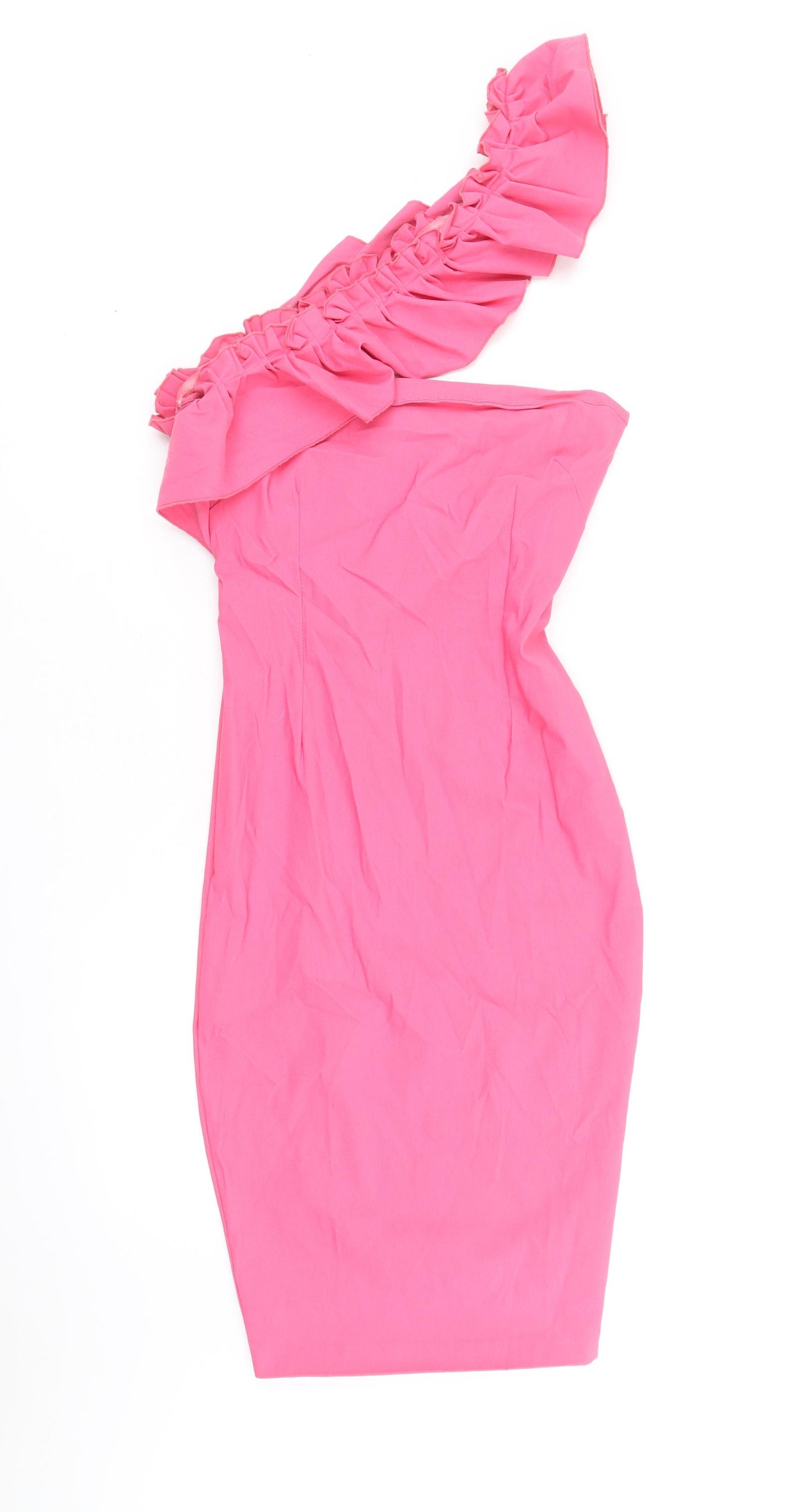 Vesper Womens Pink Viscose Bodycon Size 8 One Shoulder Zip