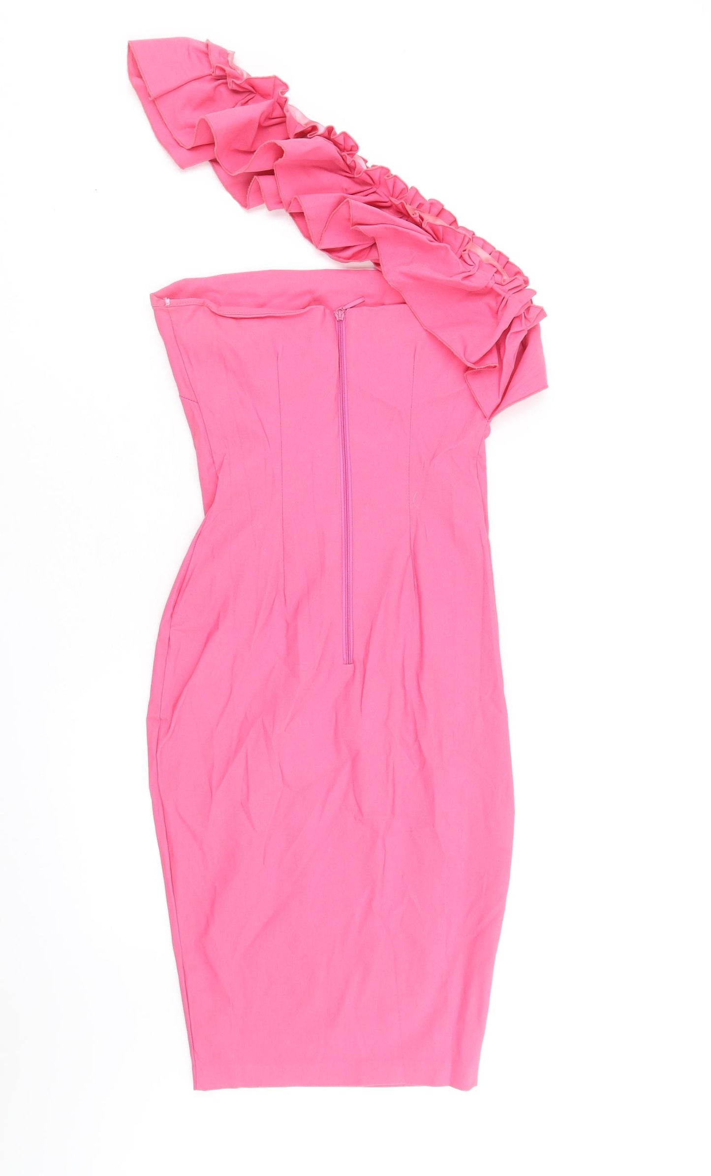 Vesper Womens Pink Viscose Bodycon Size 8 One Shoulder Zip