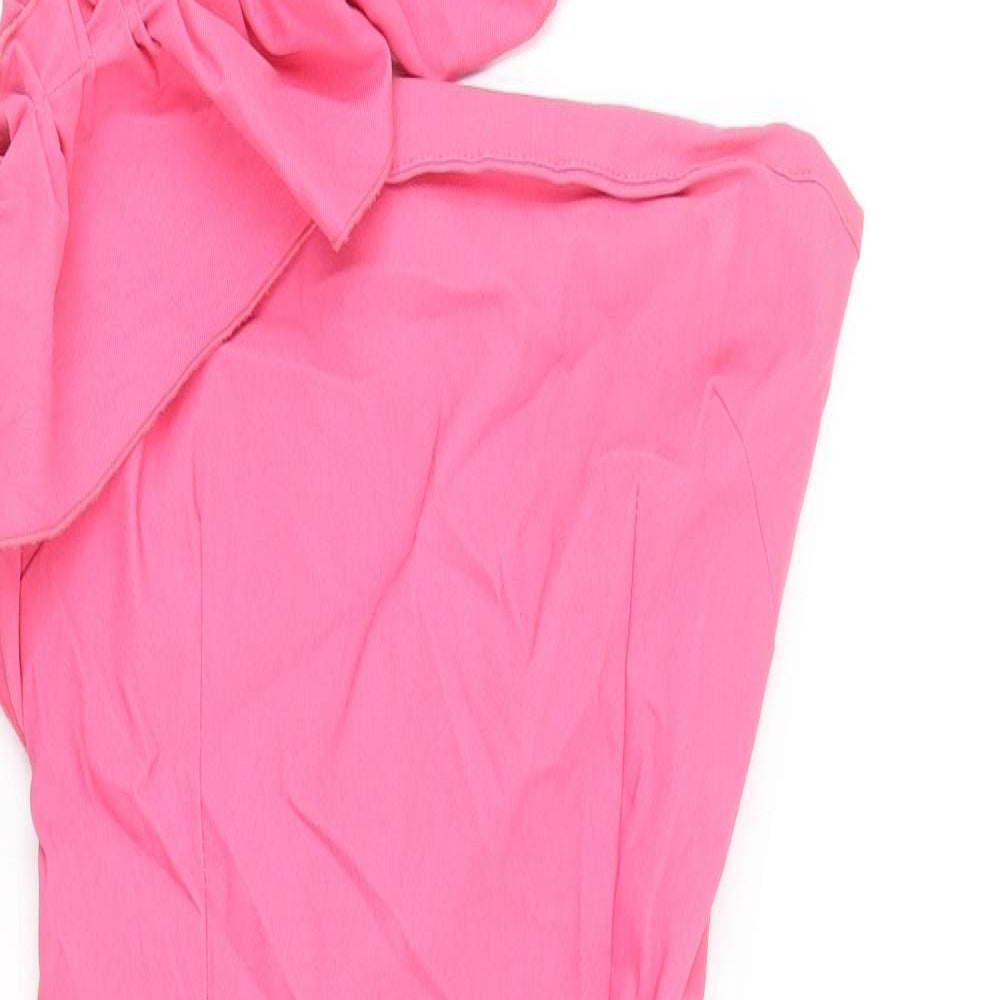 Vesper Womens Pink Viscose Bodycon Size 8 One Shoulder Zip