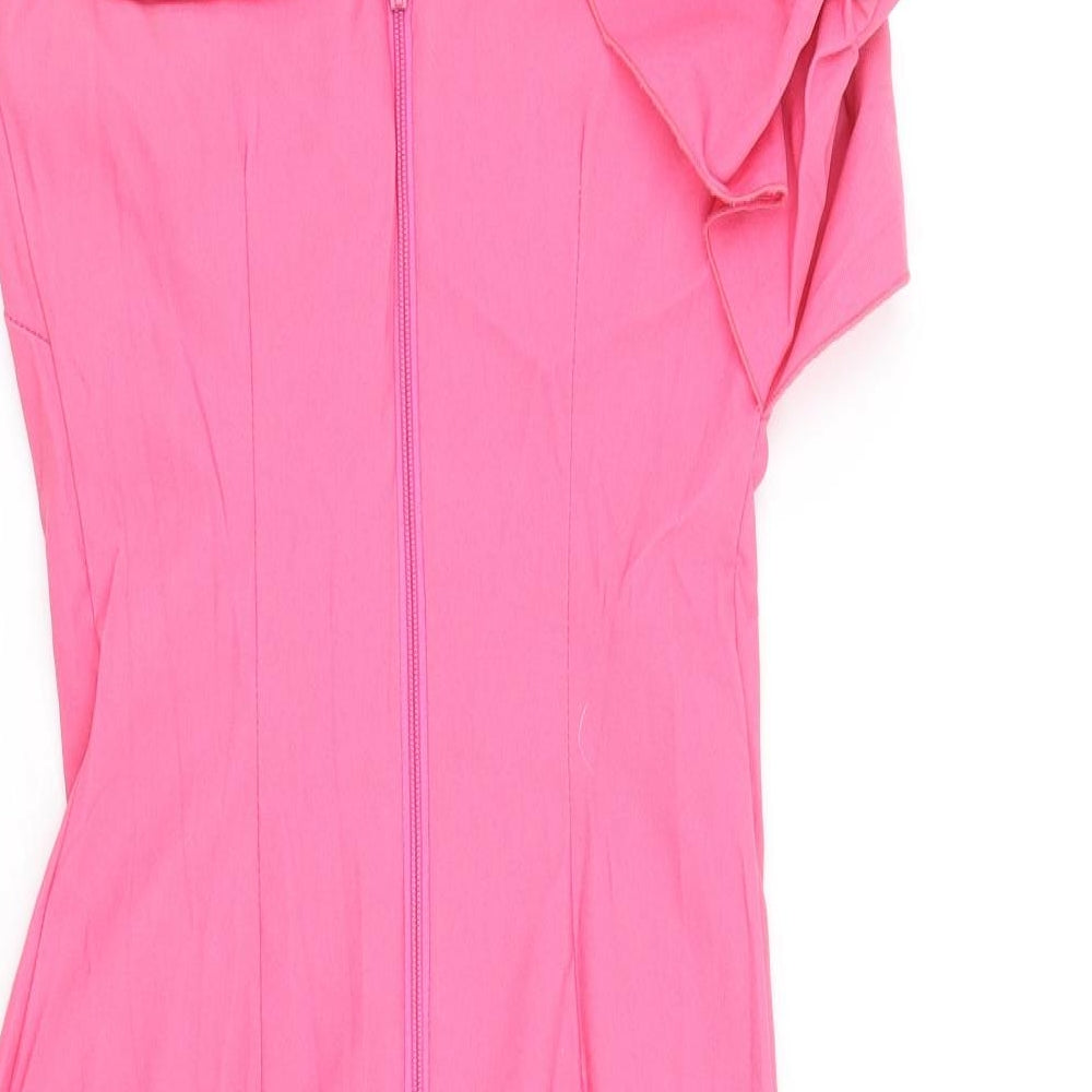 Vesper Womens Pink Viscose Bodycon Size 8 One Shoulder Zip