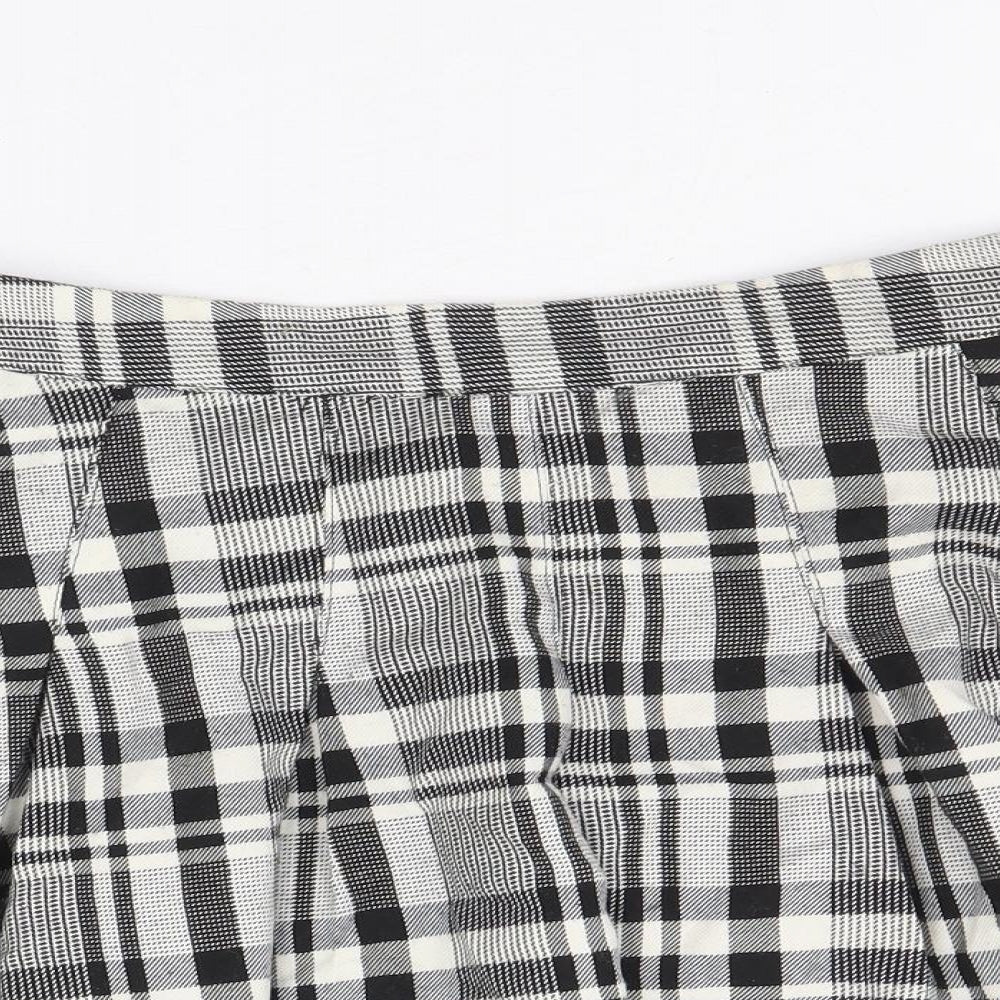 Divided by H&M Womens Black Plaid Polyester Skater Skirt Size 8 Zip