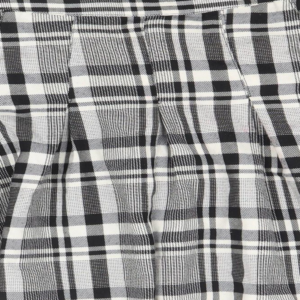 Divided by H&M Womens Black Plaid Polyester Skater Skirt Size 8 Zip