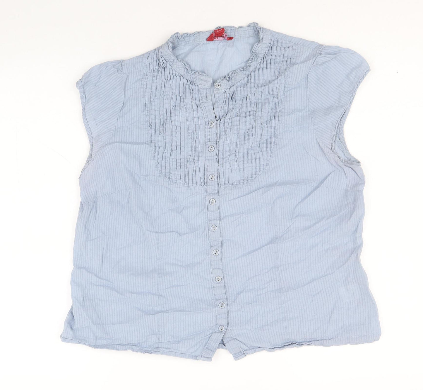 Monsoon Womens Blue 100% Cotton Basic Blouse Size 16 Round Neck