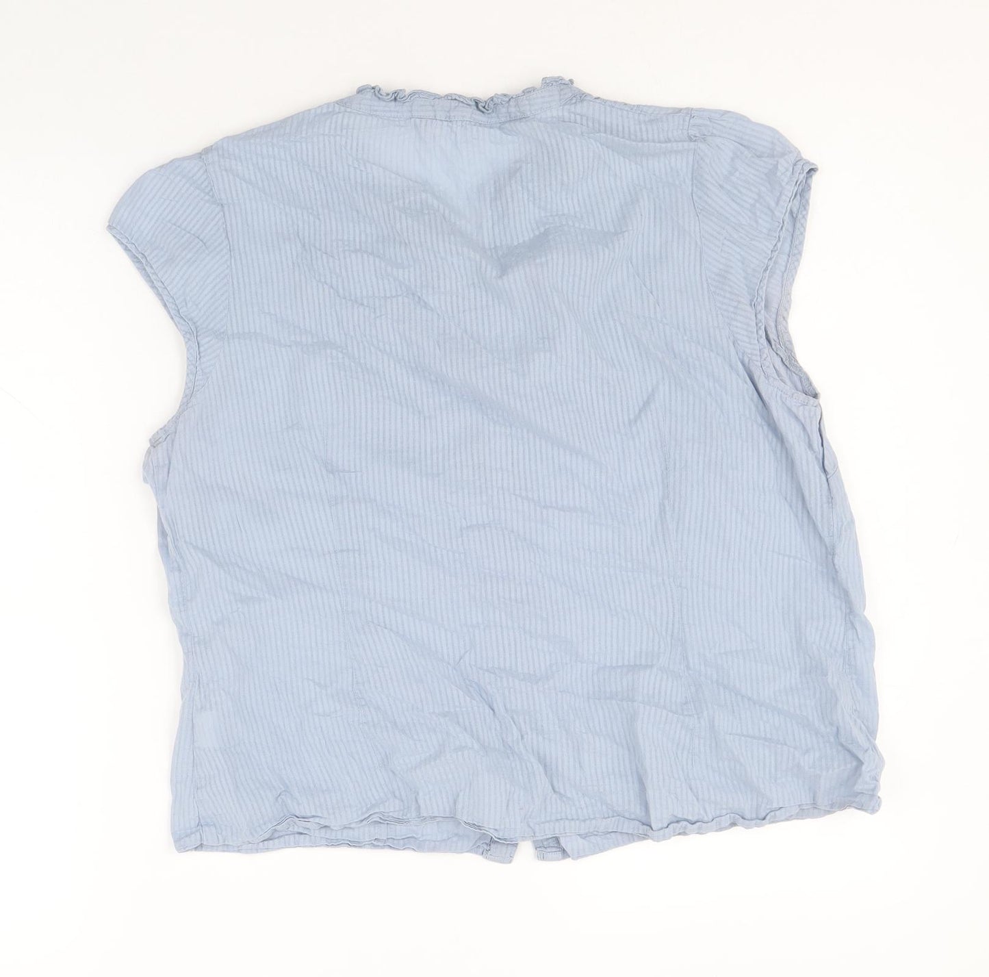 Monsoon Womens Blue 100% Cotton Basic Blouse Size 16 Round Neck